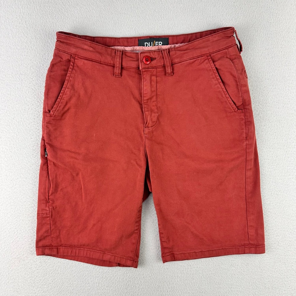 DU/ER No Sweat Chino Shorts Men 30 Rust Red Performance Stretch Golf Preppy